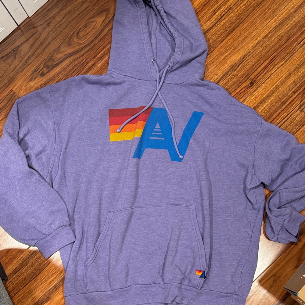 Aviator Nation Purple Hoodie with Yellow/Red/Blue Logo
